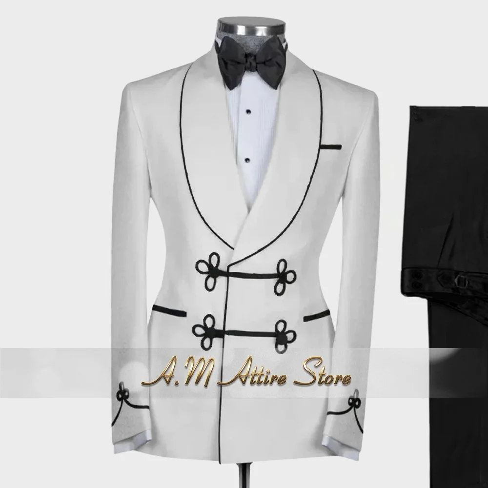 

Men Fancy Suits 2-piece Set Shawl Lapal Floral Button Jacket Pants Slim Fit for Wedding Cocktail Ball Dinner Party Dress Gifts