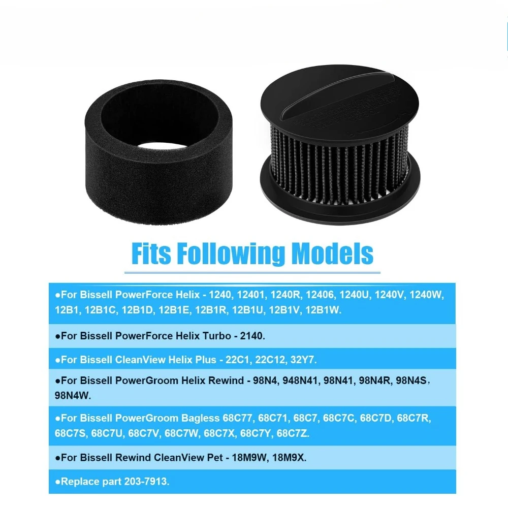 TLXT--2 Replacement Filter for Bissell Power Force & Helix Turbo Inner and Outer Filter Set for 32R9