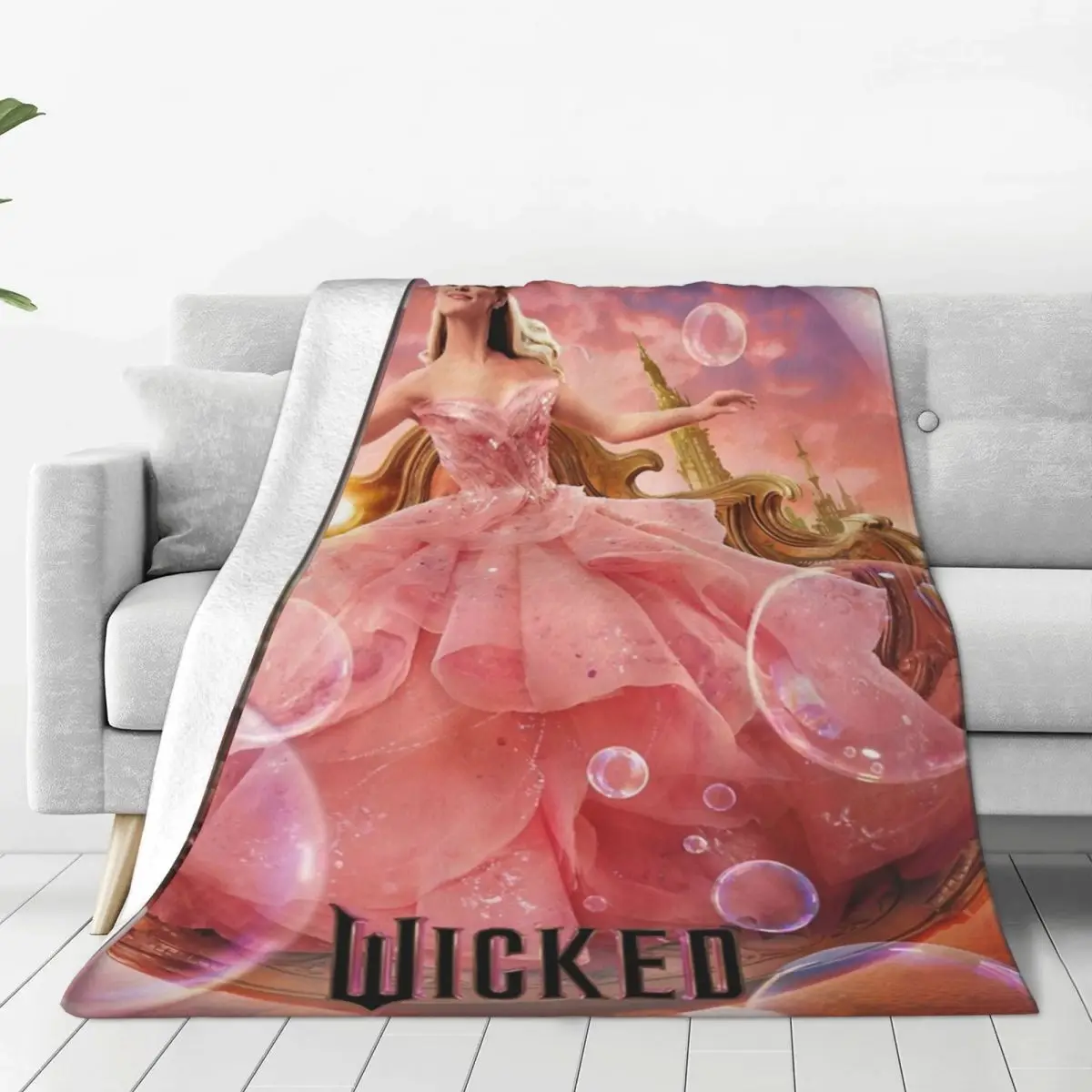 Wicked Musical Movie Glinda Poster Merch Blankets Flannel Sofa Throw Blanket Relax Warm for Outdoor Bedspreads