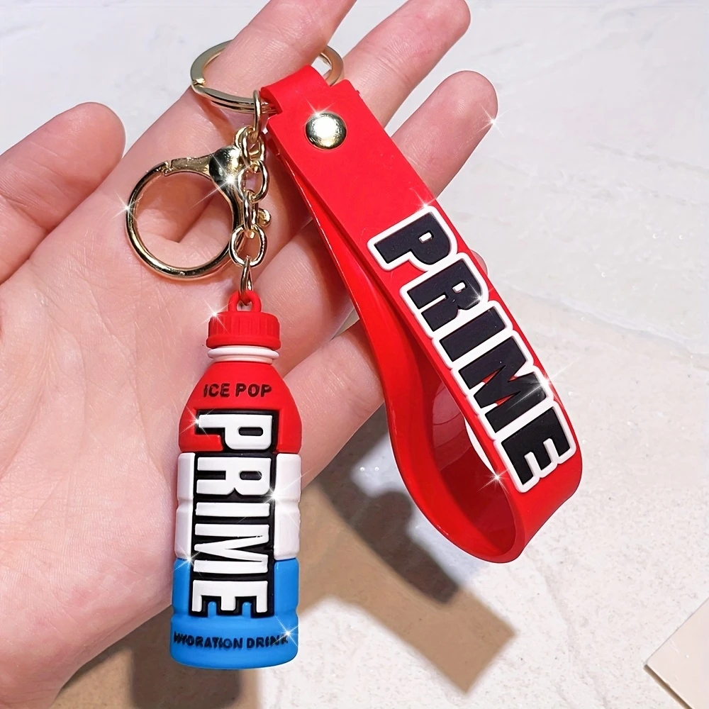 1pc Colored Bottle Keychain, Silicone Beverage Bottle Pendant