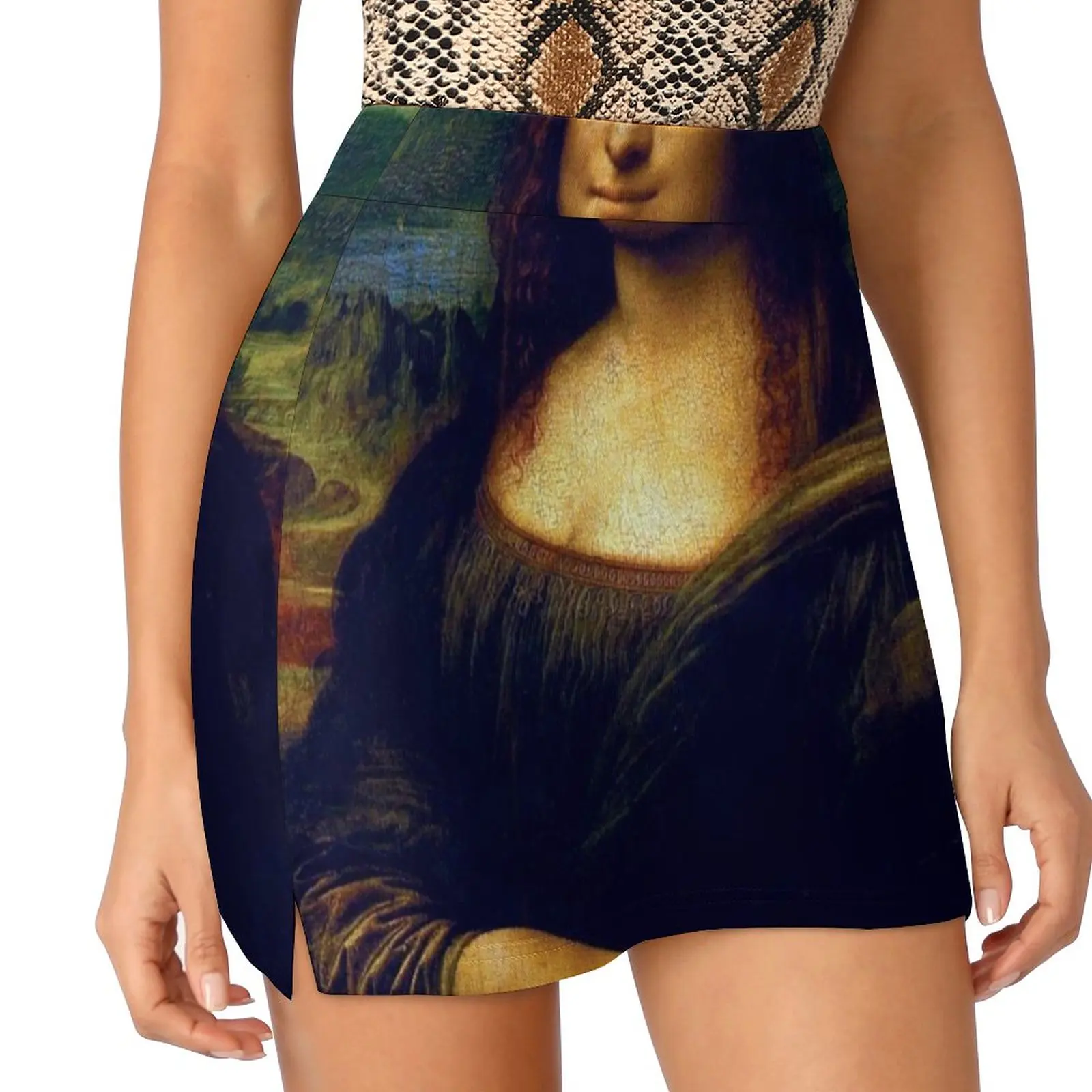 

Mona Lisa Women's skirt Mini Skirts A Line Skirt With Hide Pocket Four Horn Four Horn Creative Mona Lisa Da Vinci Paris France