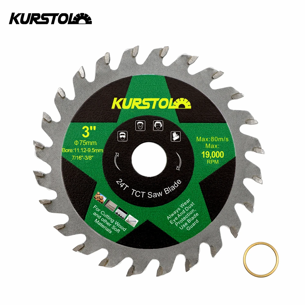 KURSTOL Dia75mm TCT lame de scie 1/2/5 pièces disque de coupe pour le travail du bois en alliage dur pour bois plastique 3 pouces Mini plaque de coupe circulaire