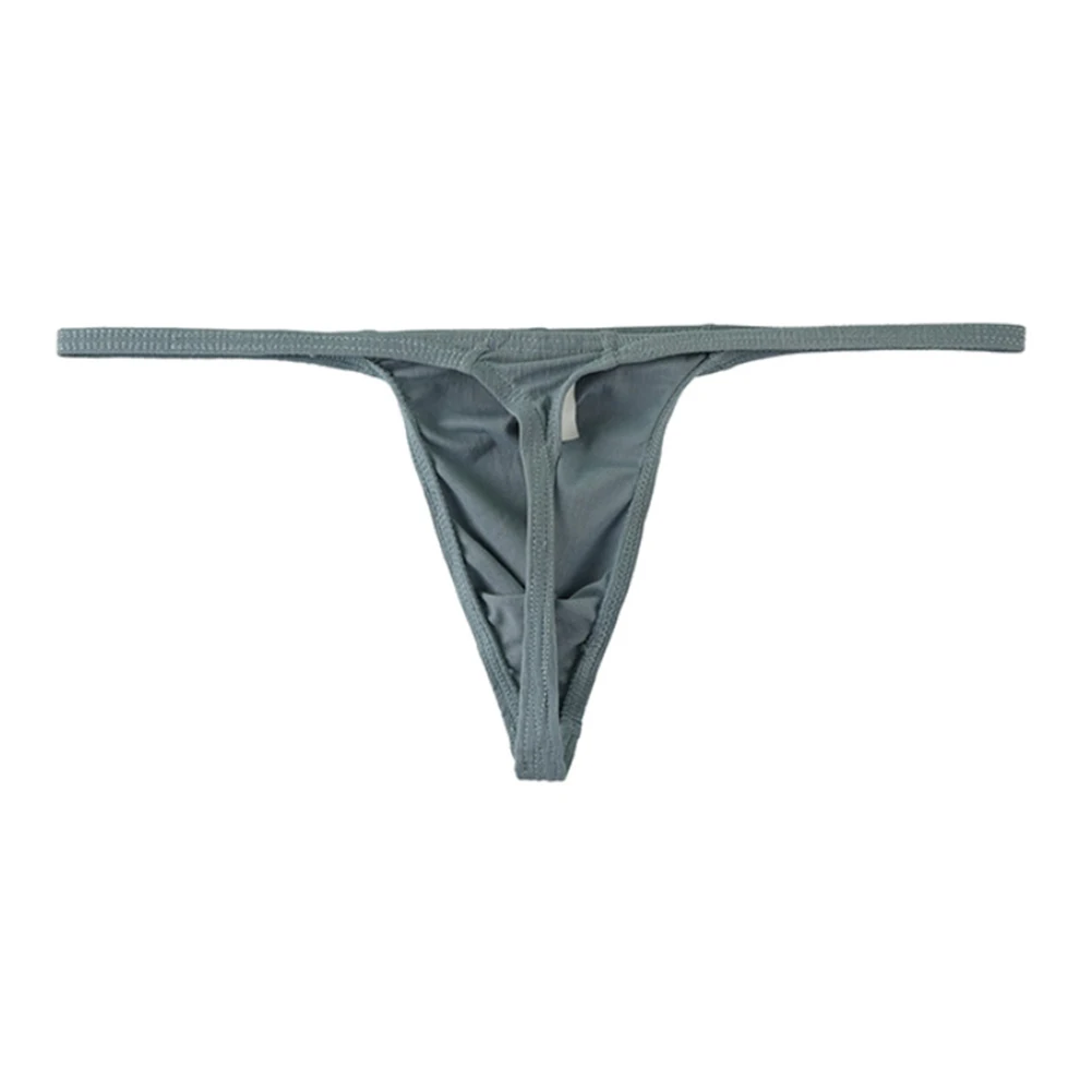 Men Sexy G-strings T-Back Texture Bulge Pouch Lingerie Low Rise Briefs Solid Underpants Elastic Underwear Men's Panties Thongs