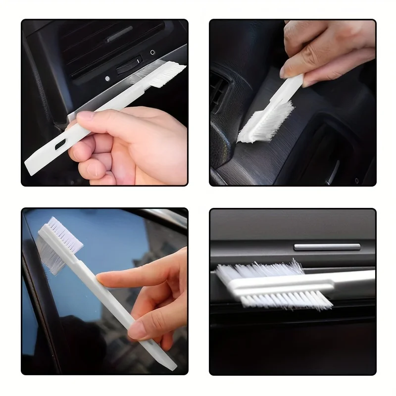 2pcs Brush used for cleaning car edges, corners, and gaps, with bristles on both sides for cleaning grooves