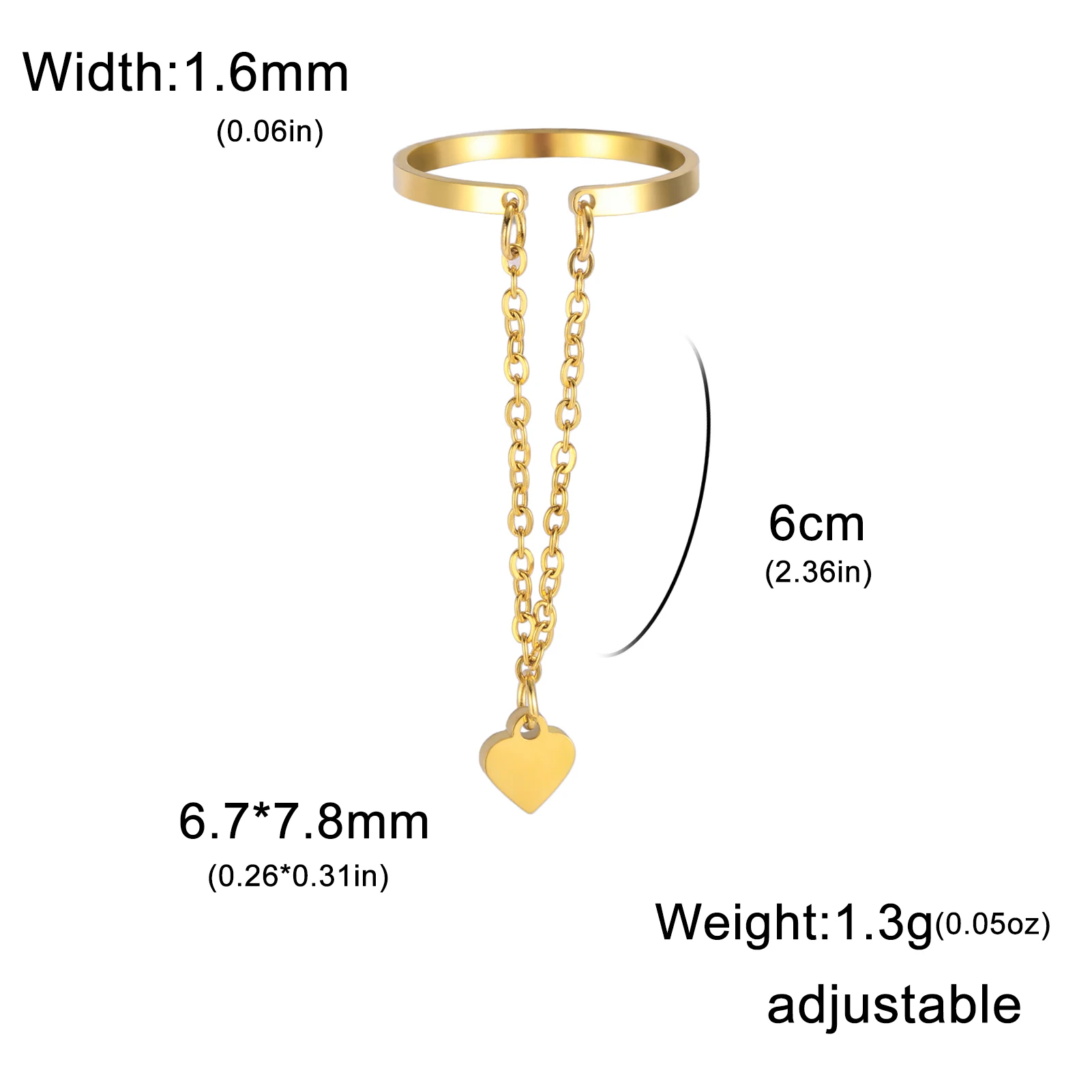 Couple's Open Ring with Heart Zircon Charm