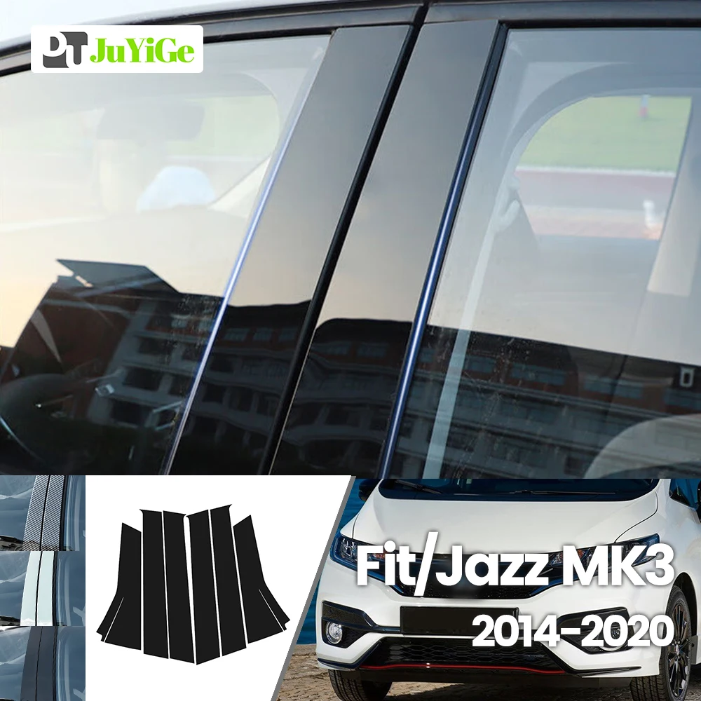 

For Honda Fit Jazz 2014-2020 2015 2016 2017 2018 2019 Bright Black Carbon Fibre Window Door B C Sticker