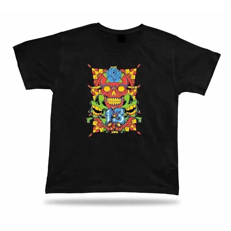 T-shirt, idée cadeau d'anniversaire, Good Luck Sugar Skull 13 Lucky Flower Bone