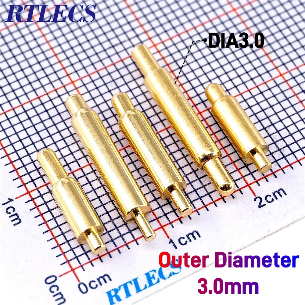 2/5/20 Pcs Outer Diameter 3.0 MM Spring Loaded Pogo Pin Connector Single Discrete Pogopin Battery Probe Power Contact