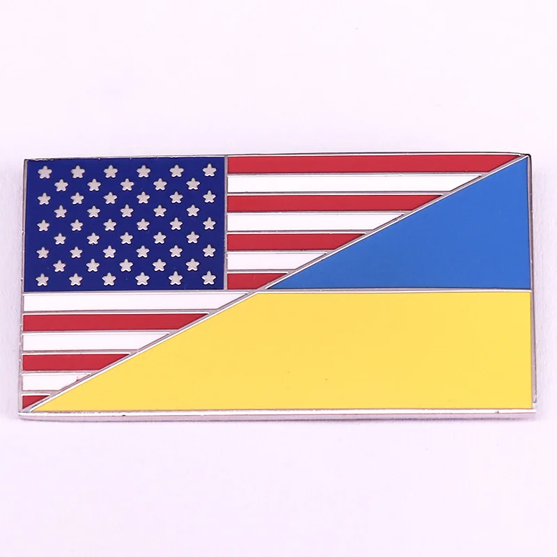 US and Ukraine Flag Enamel Pin Metal Badge Hat Backpack Decorative Accessory
