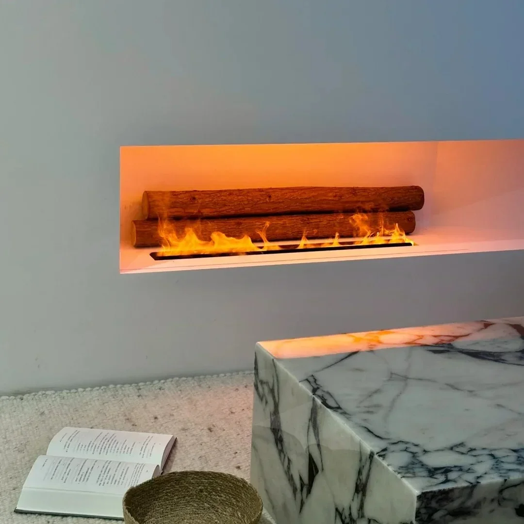 

#S Modern 50cm 3D Steam Fireplace Insert Smart WiFi Electric Fireplaces Water-Fueled Steel Metal Material Indoor Use Villas Hote