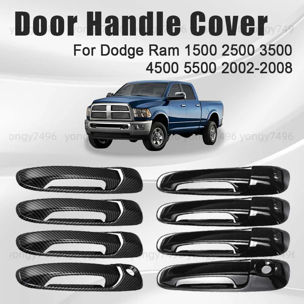 

Car Upgrade Charred Black Carbon Fiber Door Handle Cover For Dodge Ram 1500 2500 3500 4500 5500 2002-2008 Cars Accessories