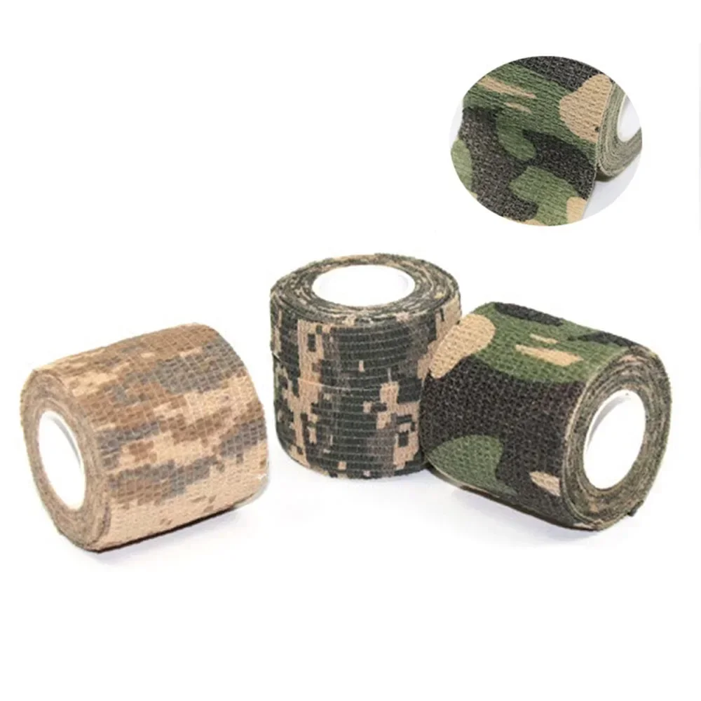 Tactical Camouflage Tape Hunting Self Adhesive Bandage Outdoor Riding Stretchable Camo Tape for Wrap Cylinder Object