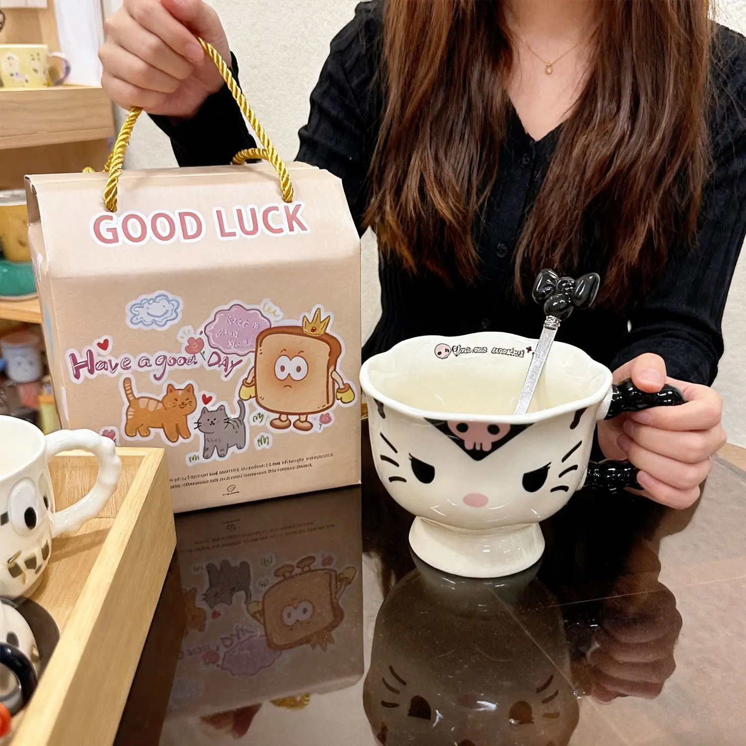 

Girl Heart Kuromi Cup Cute Mug High Beauty Ceramic Kawaii Anime PomPomPurin Birthday Gift Water Cup Girl Couple Companion Gift