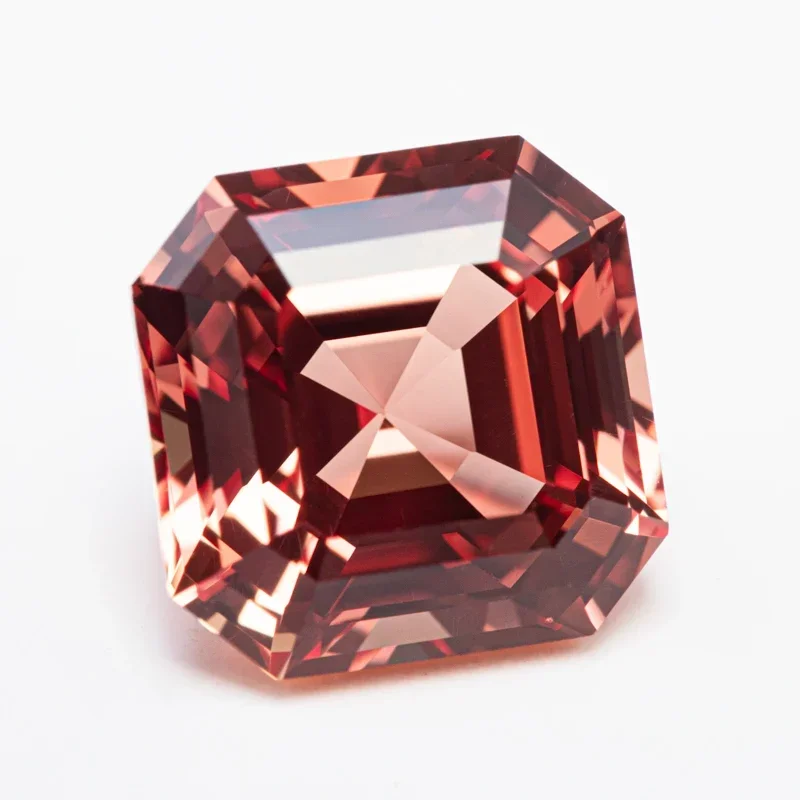 Top Lab Grown Sapphire Square Asscher Cut Sunset Orange Color VVS1 Charms DIY Jewelry Making Material Selectable AGL Certificate