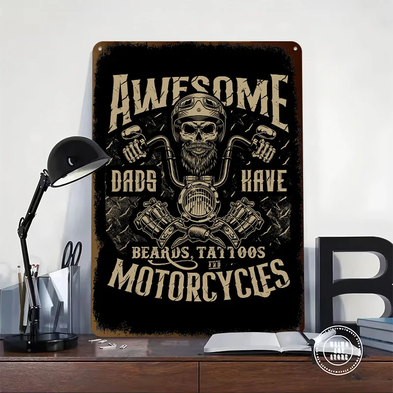 Awesome Dads Motorcycles Metal Poster Customized Wall Art Retro Vintage Tinplate Signs for Home Decorations Bar Accessories Room