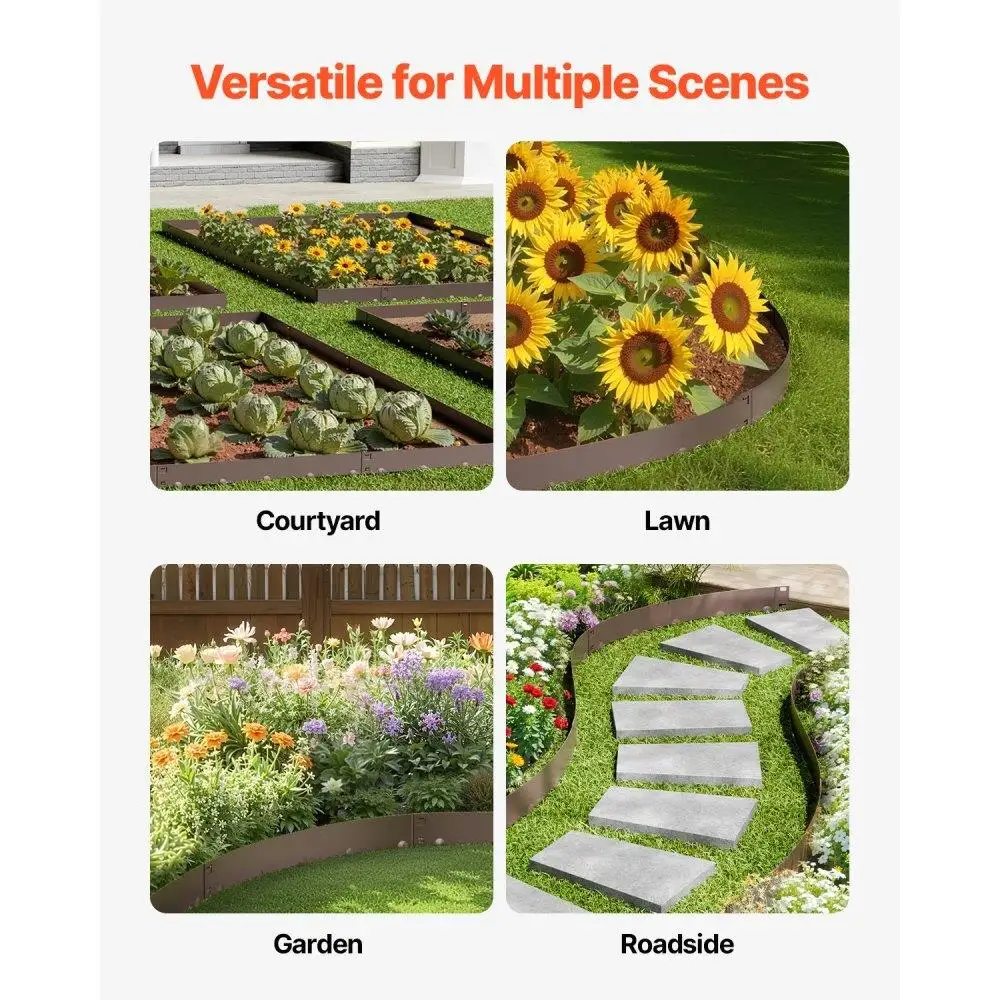 Rustproof Steel Landscape Edging 39x4 Inch Brown Garden Border Pack of 5 Durable Outdoor Design