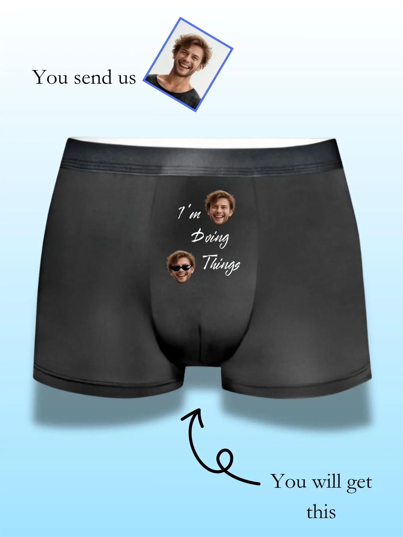 

Personalized "I'm XX Doing XX Things" Face Boxer Briefs - Double Photo Print Custom Men Gift Fun Graphic Underwear Hombre Regalo