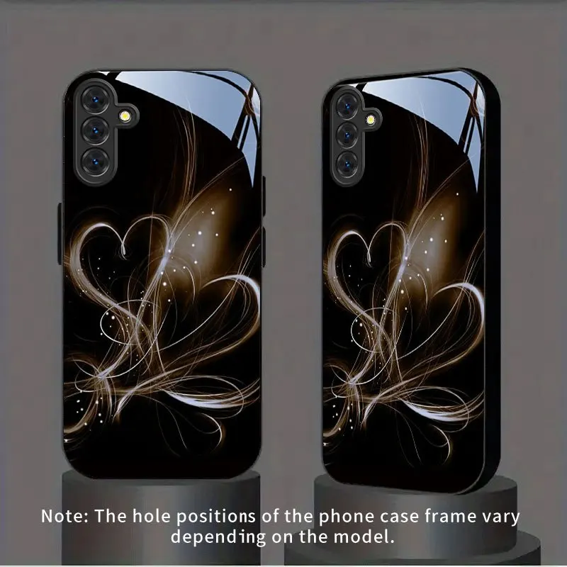 Black background brown core tempered glass phone case suitable for Samsung Galaxy S26 S25 S24 S22 S21 S20FE/Ultra/Plus anti drop
