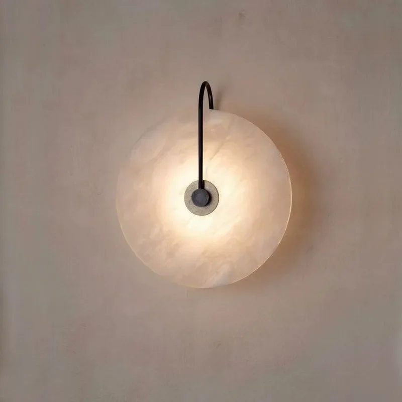 Modern bedroom bedside wall lamp, living room background decorative lamp, staircase lamp, corridor round marble small wall lamp