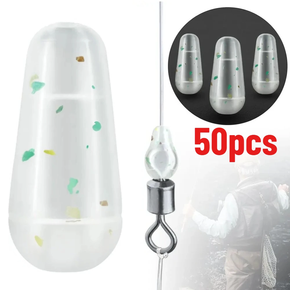 50pcs/lot Anti-Tangle Silicone Space Beads Fishing Mainline Accessories To Prevent Leader Line Twisting Fishing Terminal Tackle