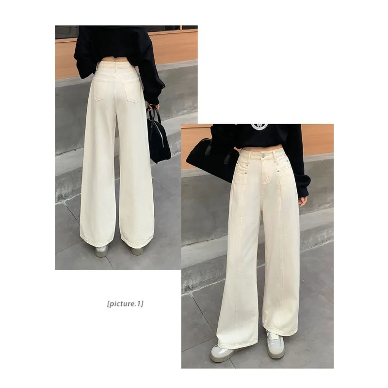 Loose Fit Denim Jeans Women Straight Leg Wide Leg Washed Vintage Retro High Waist Comfortable Casual Trousers pants Jeans
