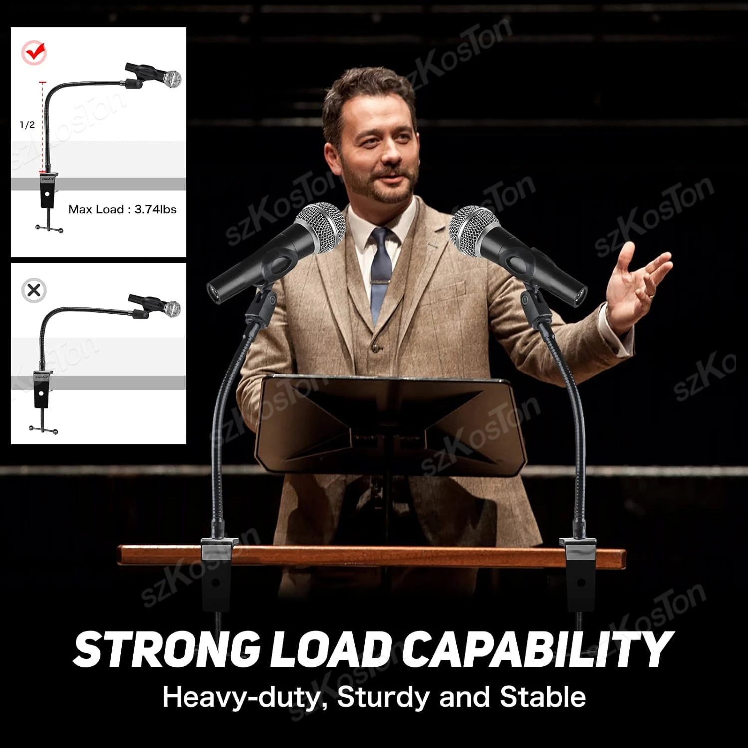 حامل ميكروفون سطح المكتب المرن برقبة معقوفة مع حامل هاتف ، حامل ذراع لثلج كرة الثلج الأزرق ، SM58 ، PGA48 ، Samson A6V ، K669