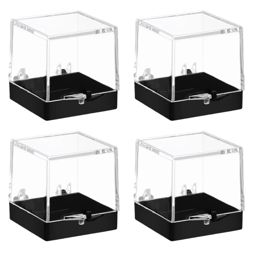 

4 Pcs Specimen Display Box Coin Case Diamond Container Mineral Jewelry Shelf Storage