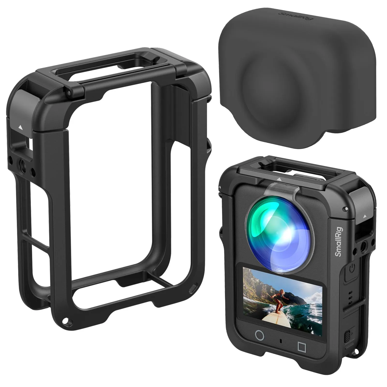 SmallRig Cage für DJI Osmo 360 mit Silikon-Objektivabdeckung, 1/4 Zoll-20 Schraube mit Anti-Twist-Stiften, Kaltschuh, ultraleicht, 48 g -5704