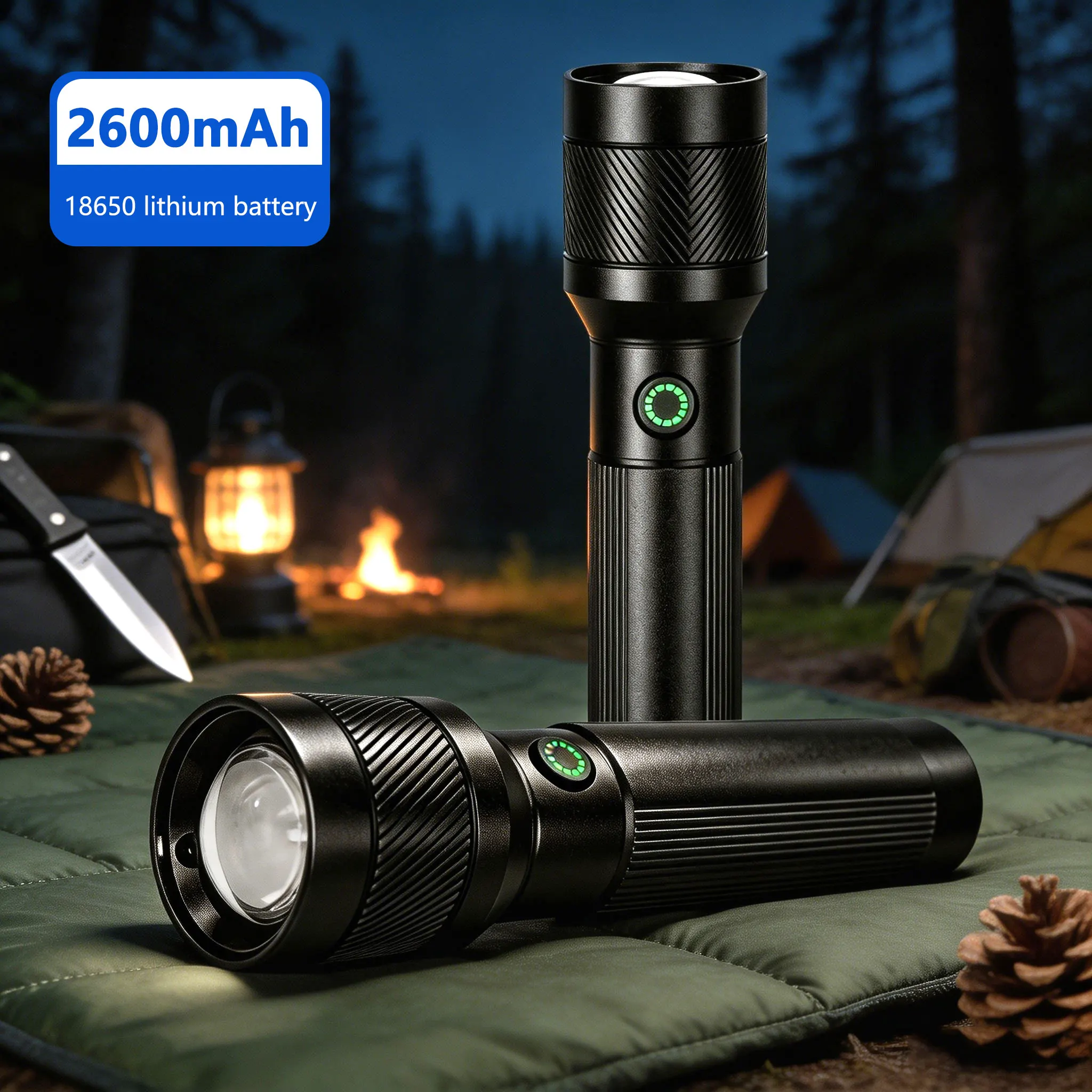 

Ultra Bright Tactical Torch SY-6680 1200LM Long Range 1000m Dual Mode Flood/Spot Aluminum Alloy USB-C Rechargeable