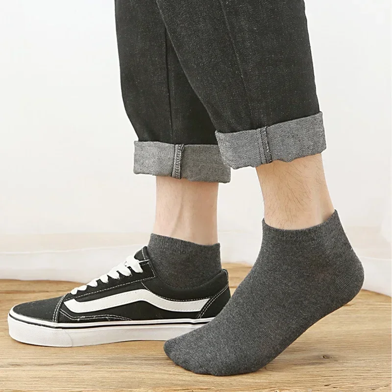 Baumwolle Männer Socken Pack Atmungsaktive Socken Set Hohe Qualität Kurze Socken Schwarz Knöchel Kurze Geschenk Für Mann Größe 39-44 Sox 10 Paar 1 Lot – Detail 2