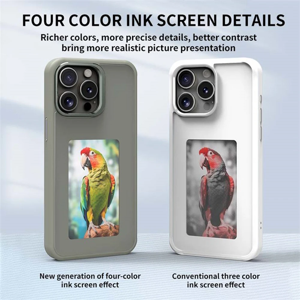 Imagem -05 - Eink Screen Nfc Smart Phone Case Capa Protetora Display Colorido App Atualizar Bateria Livre Iphone 15 14 13 Pro Max