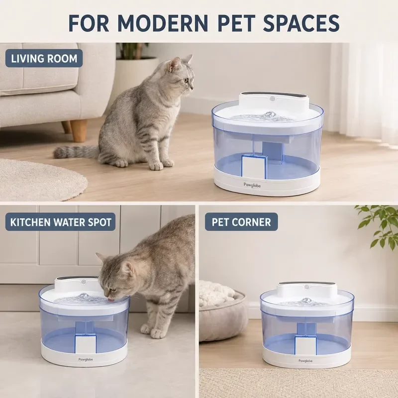 Automatic Pet Water Fountain Transparent Bowl for Cats Dogs Smart Drinking Feeder Dispenser with Filter Quiet Operation Home
