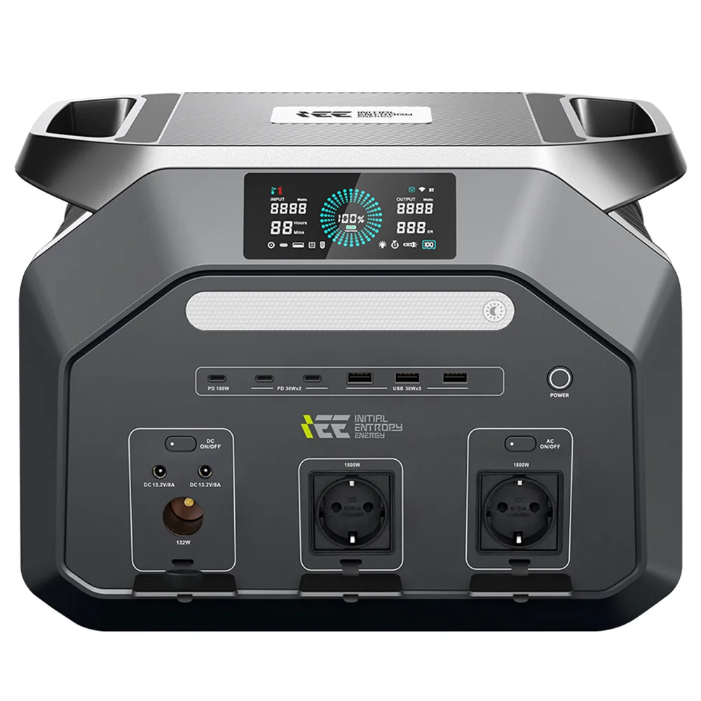 Station d'alimentation portable IEETek P1800, batterie LiFePO4 1024Wh, sortie onde sinusoïdale pure 1800W, puissance de crête 3600W, charge rapide 1200W, entrée solaire 500W, durée de vie de la batterie 4000+ cycles, alimentation de secours EPS en moins de 10ms, contrôle via application Wi-Fi et Bluetooth