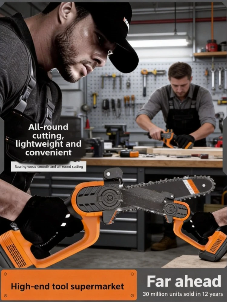 Small Cordless Single Hand Chain Saw Household Portable Electric Cutting Saw for Outdoor Firewood Logging
