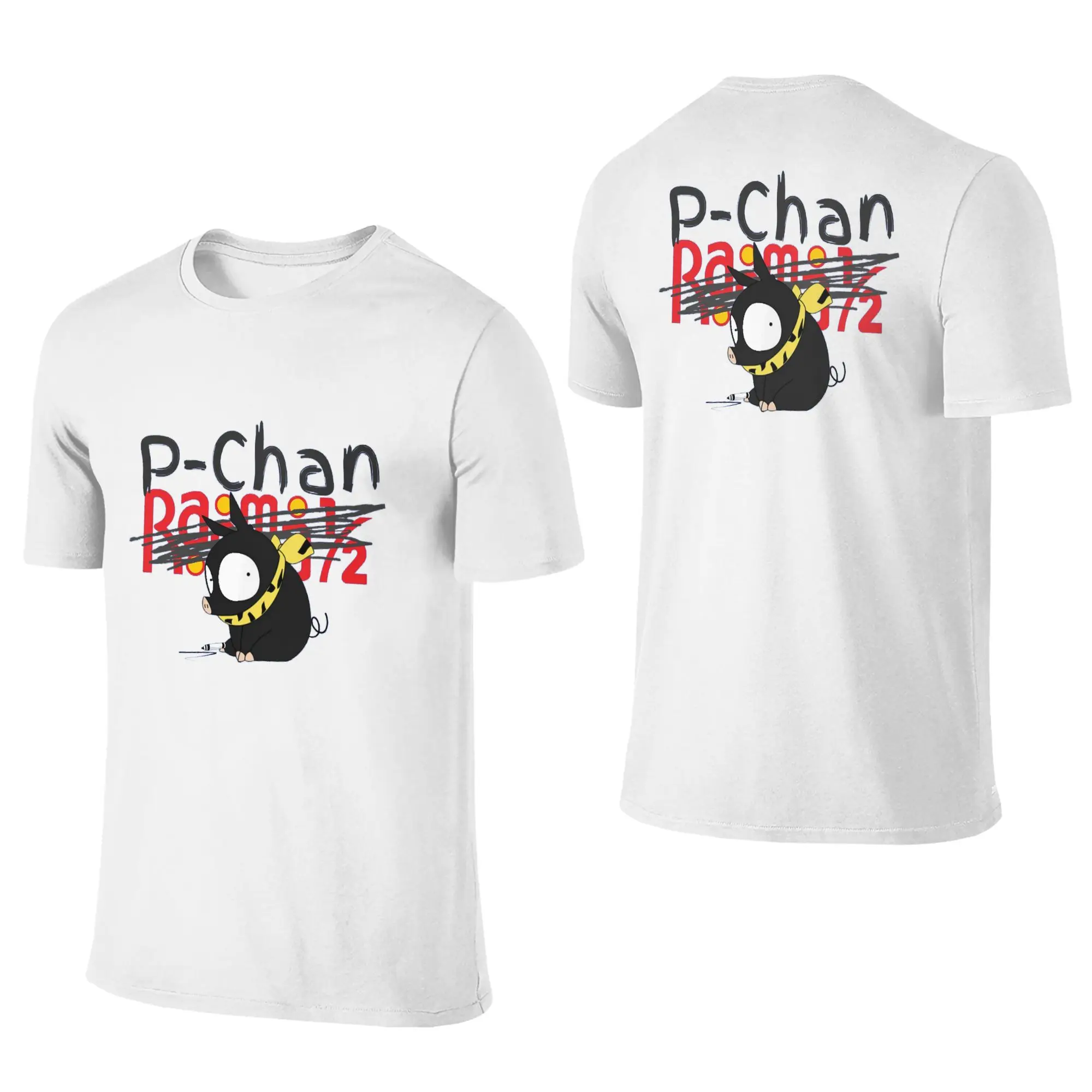 100% Cotton P-Chan Ranma 12 T-Shirt Men's Double Sided T Shirt Men Crew Neck Summer Shirts Tops Oversized