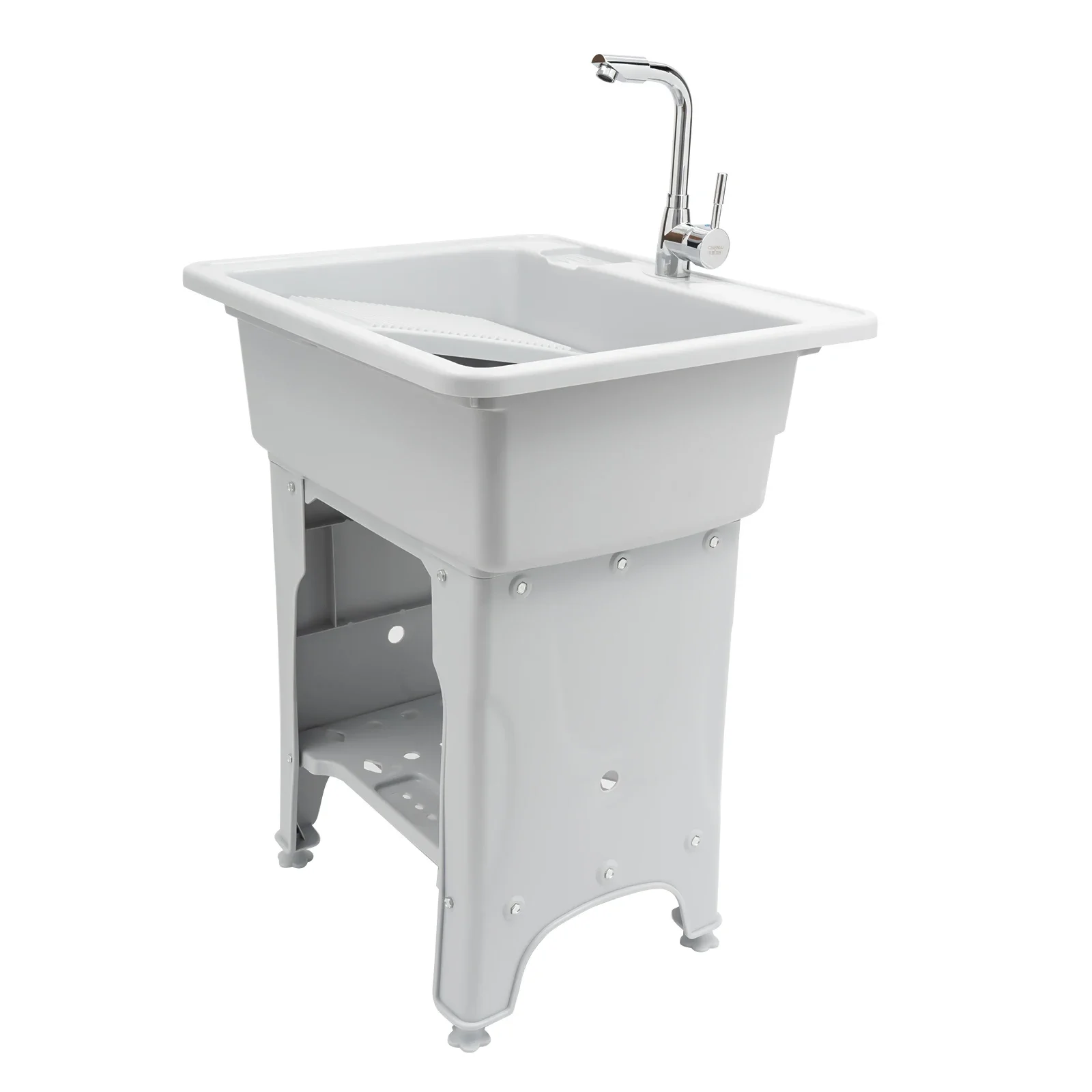 Utility Sink Laundry Tub, 31.5-inch Ergonomic Design, Multi-Functional with Storage Rack, Easy Installation