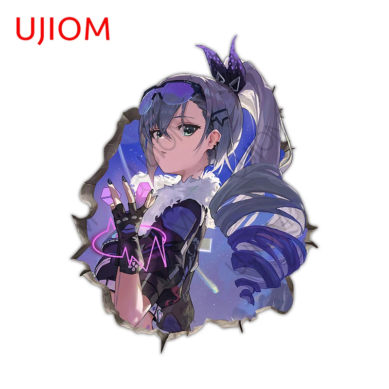 UJIOM 13cm X 10.1cm Silver Wolf Honkai: Star Rail Tear Wall Sticker Sunscreen Graphics Laptop Bedroom Decal Sofa Wall Decoration