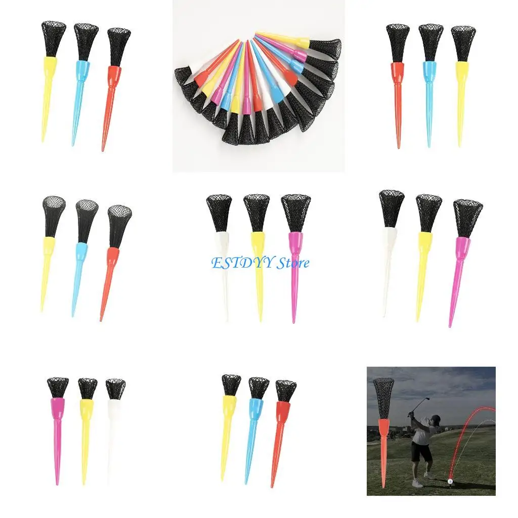 

G6DE 3Pcs Multipurpose Golf Tees Soft Net Head Height Adjustment Feature Foldable Design Golf Accessory Tees Set