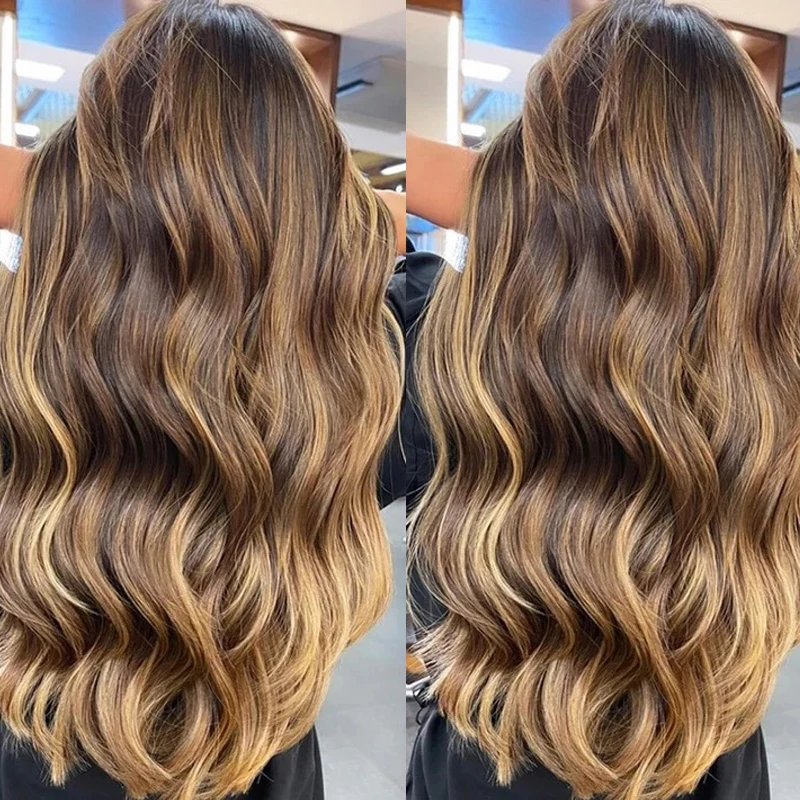 Straight Fish Line Hair Extensions 4 Clips In Hairpiece Highlight Natural Hair Extensions Bundles Real Human Hair Color #P4-27