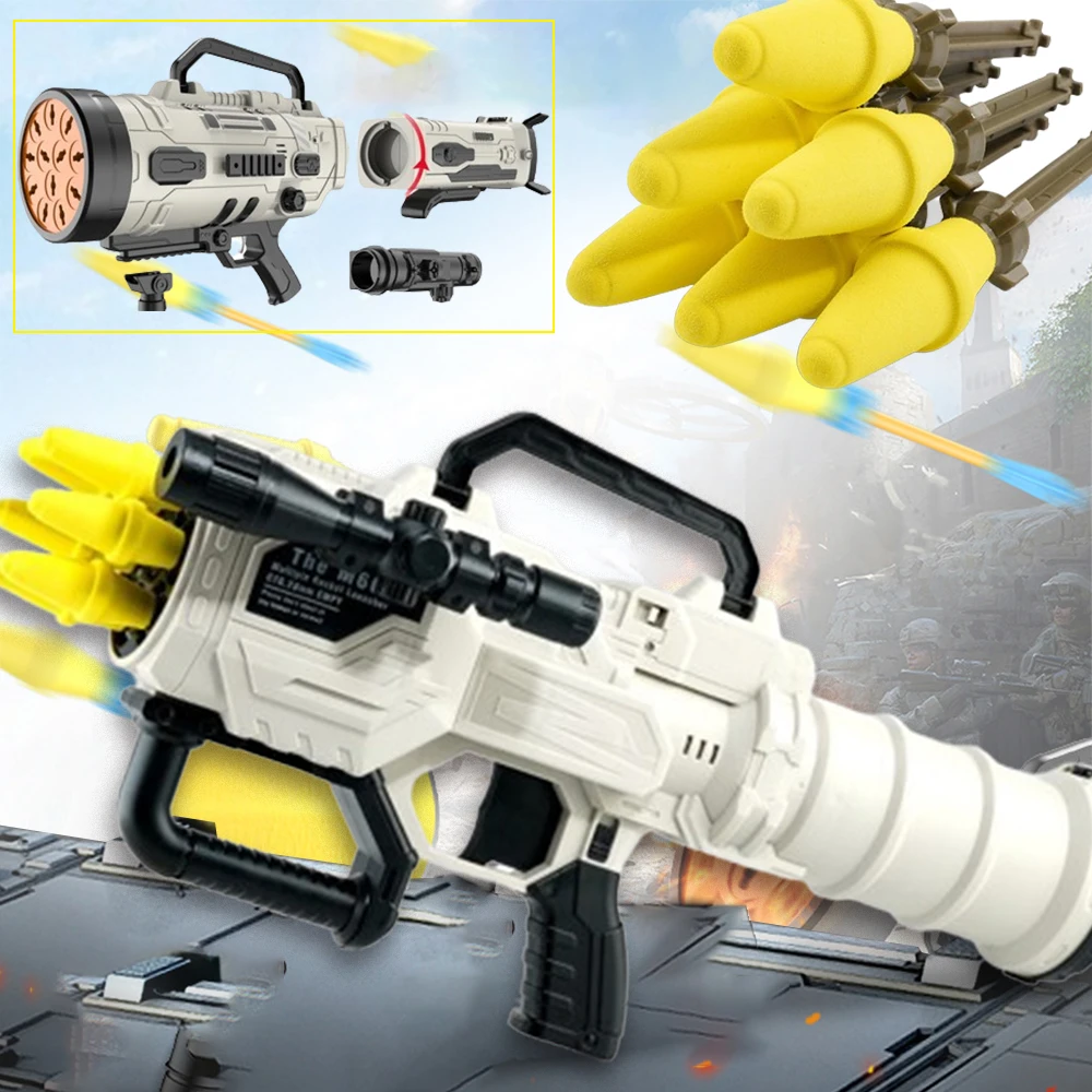 

Tactical Rocket Launcher Electric Toy Gun Removable Bazooka Airsoft Blaster EVA foam Soft Bullet Weapon For Kids Outdoor Games