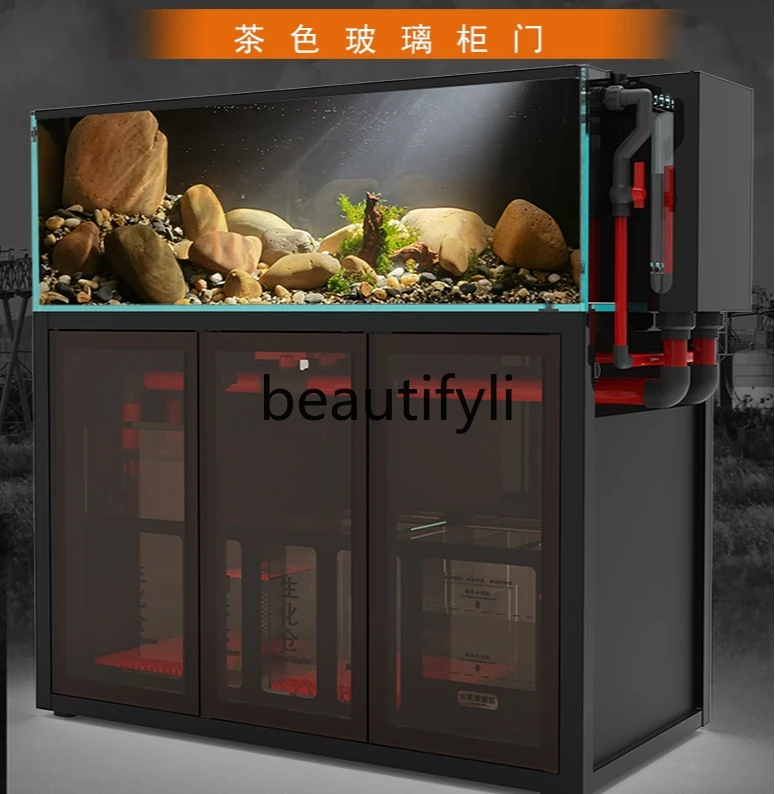 fish tank aquatic plant tank aquarium bottom filter living room ultra-white glass Lanshou stream tank