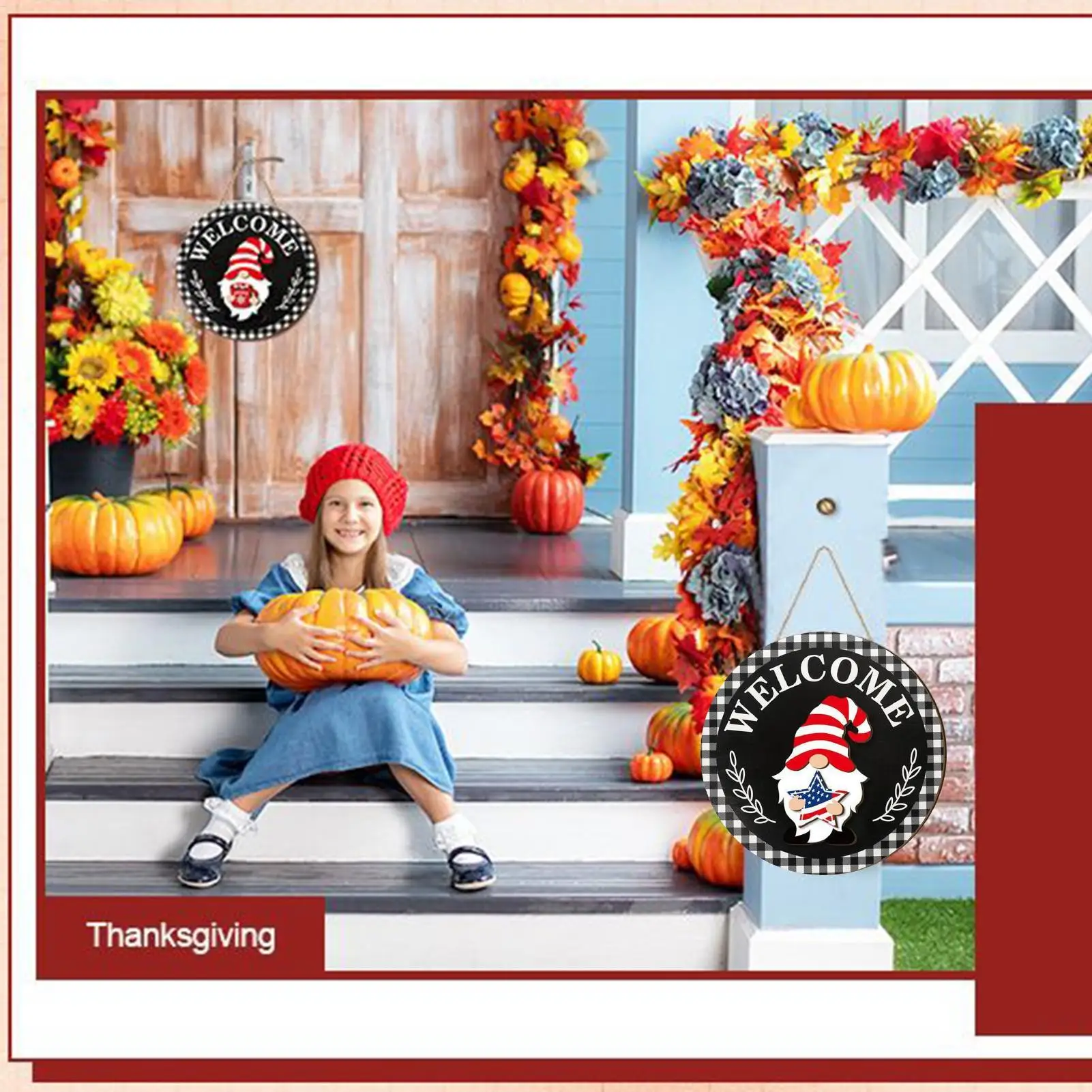 Interchangeable Door Sign Interchangeable Wreath Decoration Wooden Gnomes Seasonal Door Decorations For Home Kitchen Wall