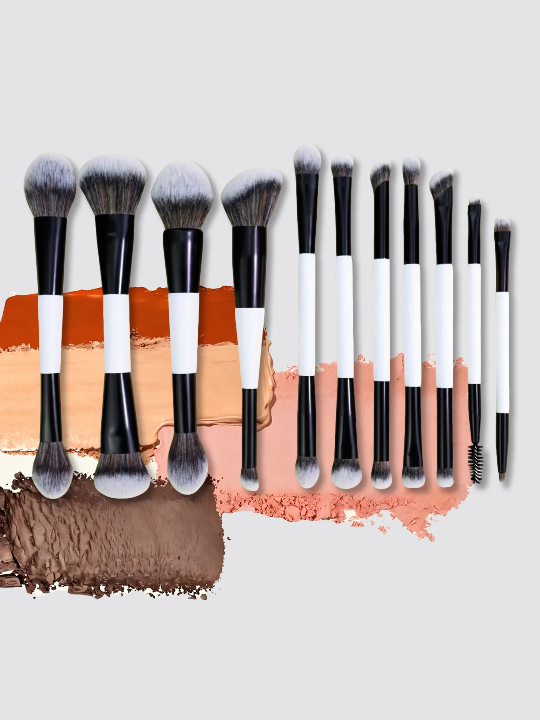 11-Piece Dual-Ended Makeup Brush Set, Multifunctional Makeup Brushes, Blush Brush, Foundation Brush, Powder Brush, Highlighter Brush, Eye Brush, Eyeshadow Brush, Nose Contour Brush, Concealer Brush, Blush Brush, Makeup Brush Set, Portable Makeup Brushes, Gift for Girls and Women