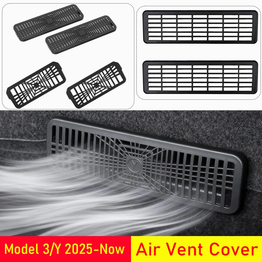 Capa Protetora da Saída de Ar Sob o Assento para Tesla Model 3 Y Juniper 2025 2026, Protetor da Saída de Ar Condicionado, Acessórios para Grelha de Ventilação Traseira