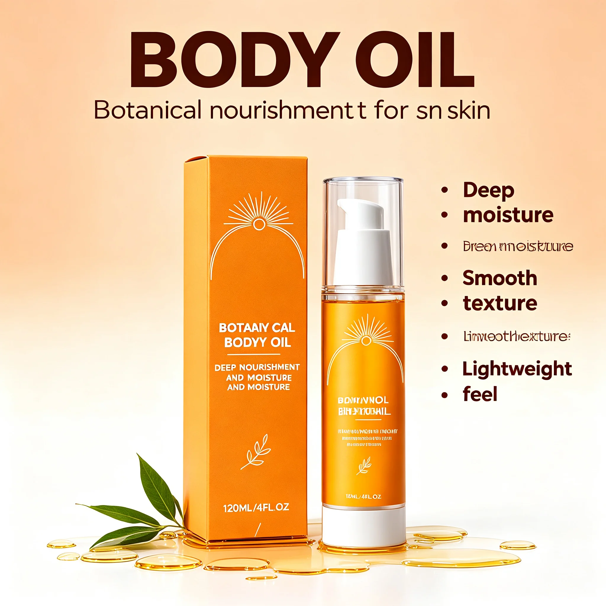 Body Oil 120ml Deep Moisturizing Nourishing Silky Skin Care Lightweight Fast Absorbing Non Greasy Daily Body Moisturizer