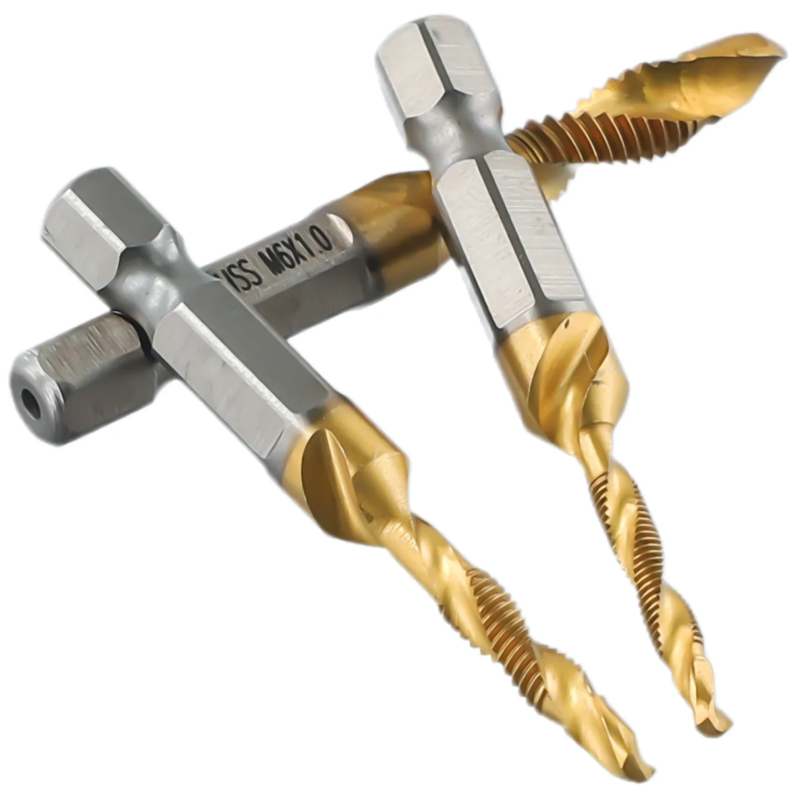 12 buah mata bor ketuk lapis Hex, tangkai Hex, keran sekrup HSS metrik ulir, keran senyawa bor untuk suku cadang alat listrik pengeboran logam