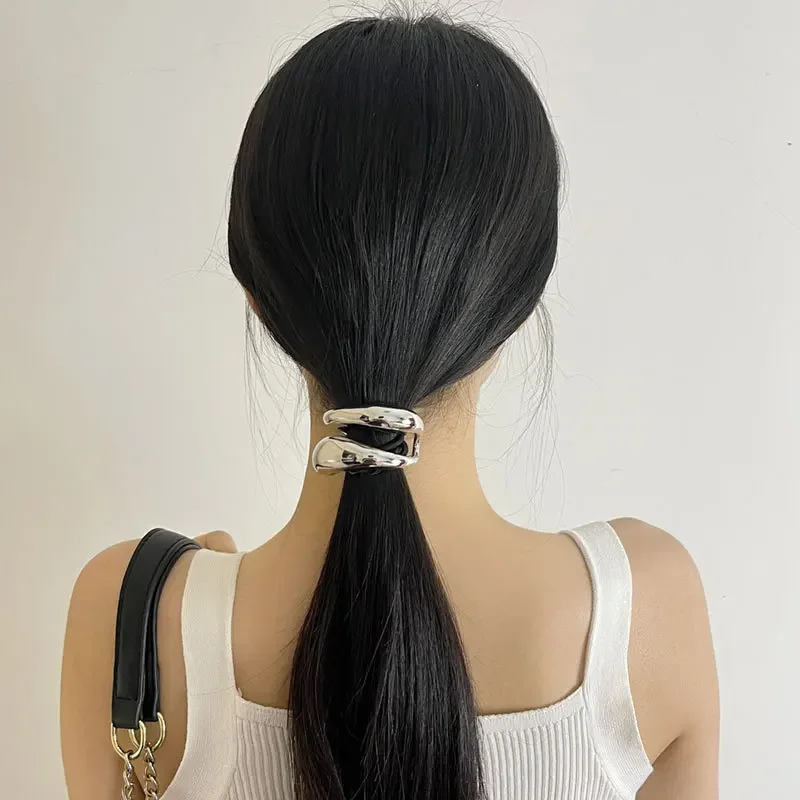 Fashion Jewelry Elegant Temperament Metal Hair Rope Banding Tie For Women Girl Hearwearing Hair Accessories  Hot Sale