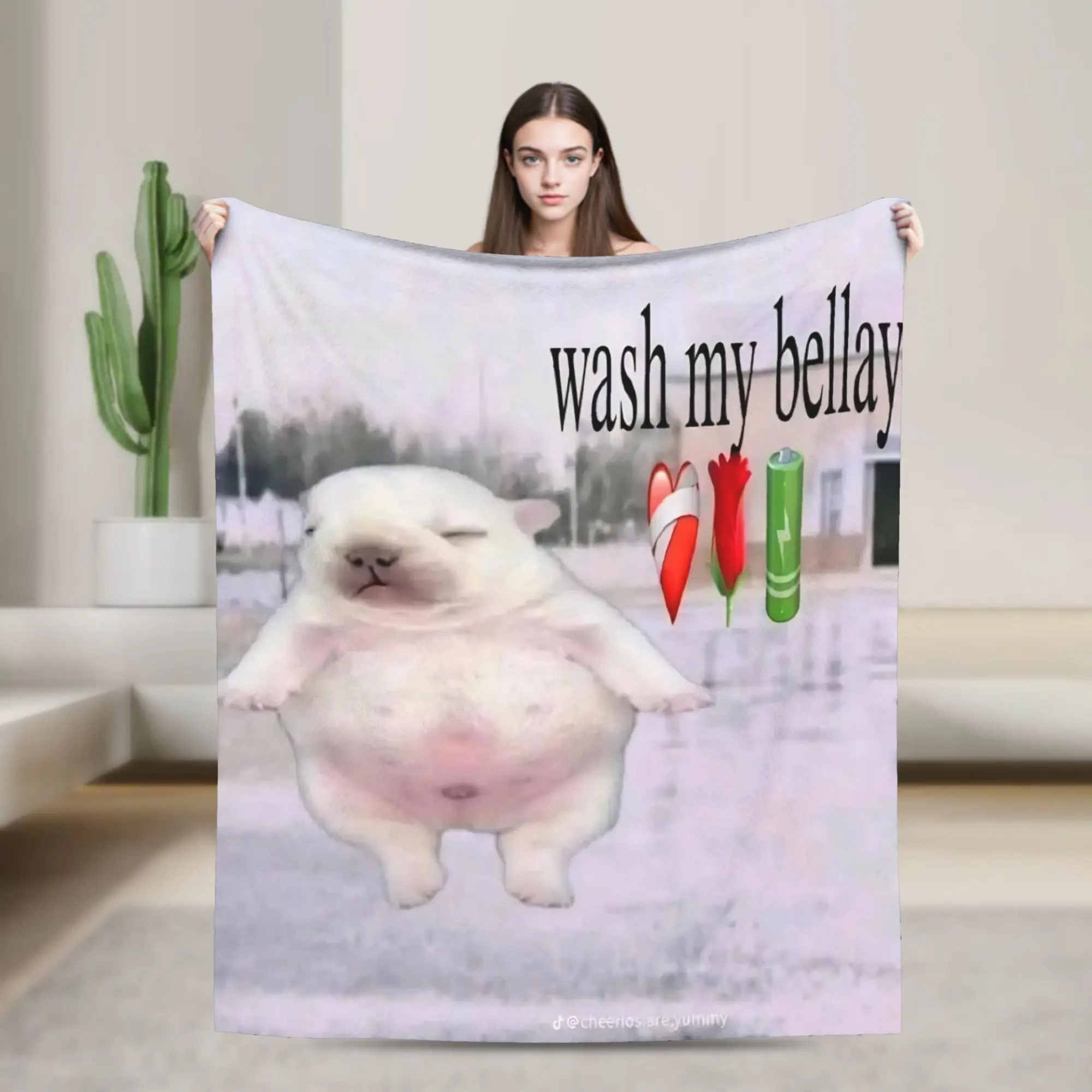 Relax Pibble Meme Wash My Belly  Blanket Accessories Home Decorative  Throw Blanket Lightweight Fleece for Couch