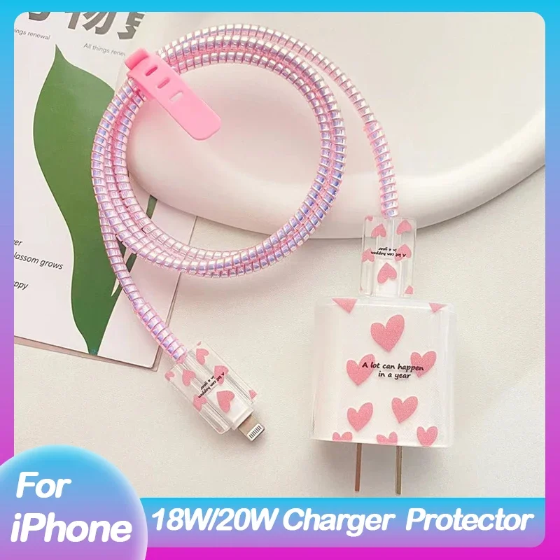 For Apple 20W Charger Protective Case For Iphone 15Plus Data Cable 14 13 Charging Head Protection Cover Cord Winder Protector