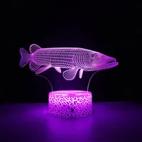 Nighdn Acrylic Fish 3D Illuison Table Lamp LED 7 Color Changing Night Light Gift for Kids Sleep Lights Bedroom Decoration